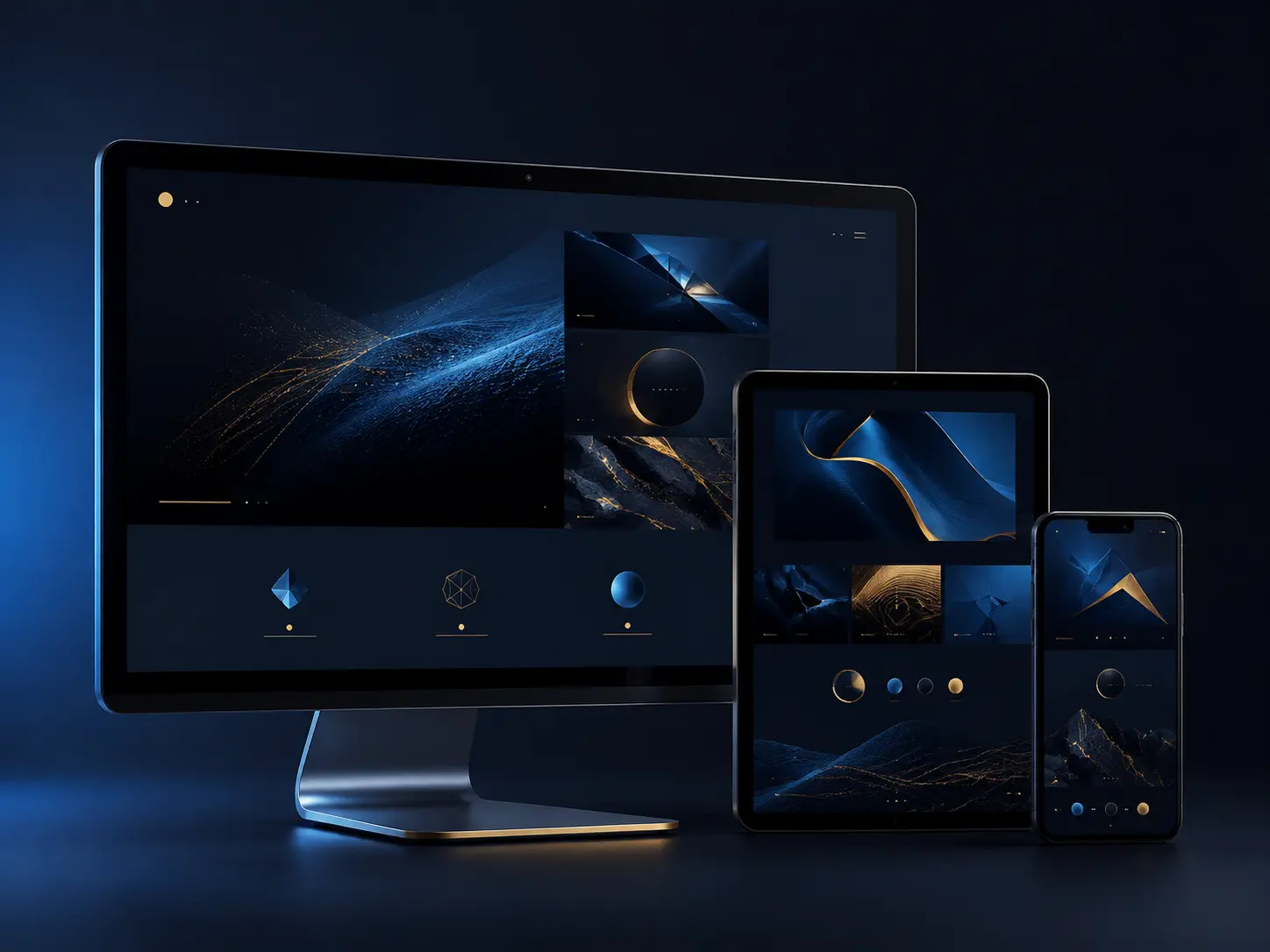Responsive website design displayed across desktop, tablet and mobile